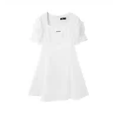 森马 设计感绣花方领短袖连衣裙