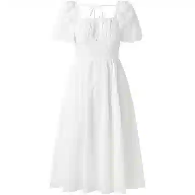 太平鸟 纯色舒适高腰短袖连衣裙 女款