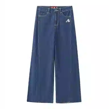 鬼洗 泥棒蓝系列兔兔鱼刺绣牛仔裤 女款