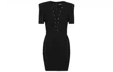 BALMAIN Short Fine Ribbed Knit Dress V