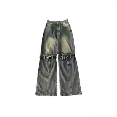 哒头下雨不愁 休闲微喇宽松牛仔裤 女款 蓝色