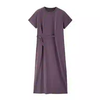 佐丹奴 侧腰带针织纯色短袖连衣裙 女款