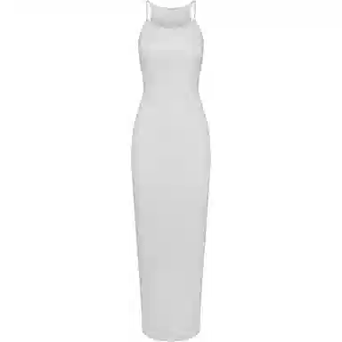 SKIMS Cotton Rib Long Cami Dress Light Heather Grey