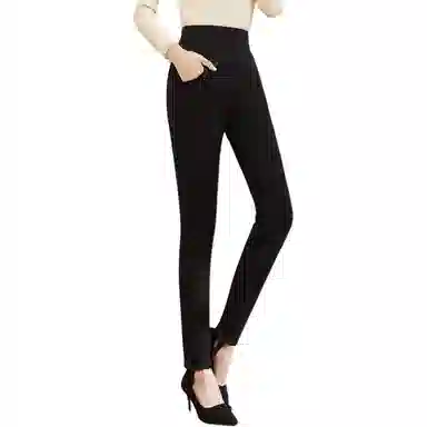 鸭鸭 舒适宽松中腰纯色羽绒裤/棉裤 女款 黑色