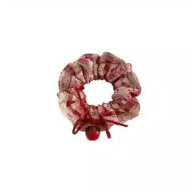 水中玉 樱桃蕾丝蝴蝶结格子方巾大肠发圈发饰扎头发绳头饰 皮筋 头绳 女款