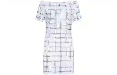 MARNI White Bio Cotton Top With Irregular Checked Print