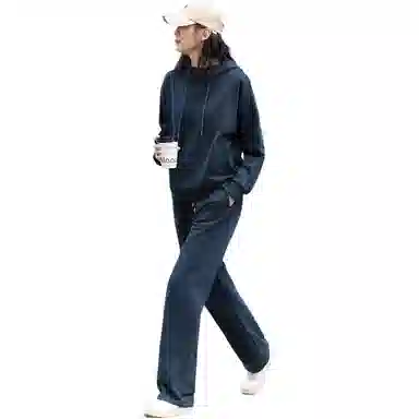 【dme】 连帽长袖上衣纯色简约长裤卫衣套装 女款 藏青