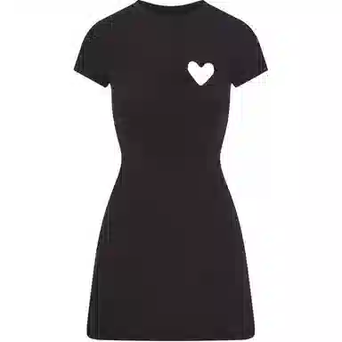 SKIMS SS25 Cotton Jersey Heart Mini Dress Soot