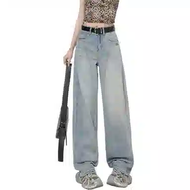 莫代尔 镰刀裁剪阔腿神裤 宽松现货显高阔腿裤长裤牛仔裤 女款