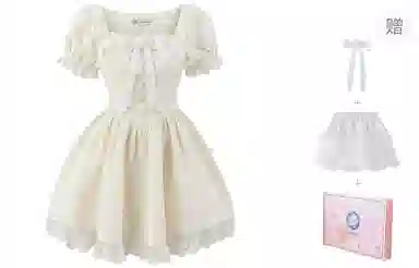 东鲸岁时记 蕾丝小个子气质女装高级感白色短袖连衣裙 女款 礼盒装