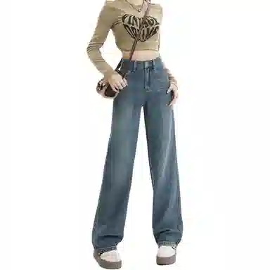 怪力萝莉 高腰宽松舒适牛仔裤 女款