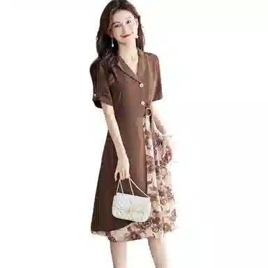 曲韩 宽松简约休闲短袖连衣裙 女款