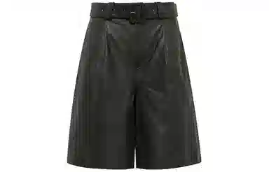 美洋 纯色高腰五分阔腿休闲短裤 女款 黑色