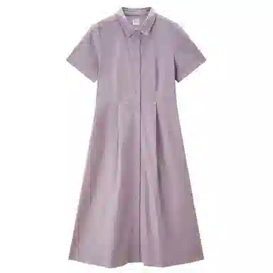 佐丹奴 收腰梭织衬衫式时尚短袖连衣裙 女款