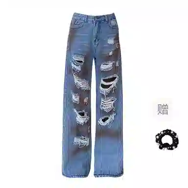 雾闪闪 时尚舒适百搭牛仔裤 女款