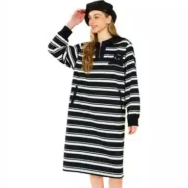 木果果木 休闲复古学院风长袖连衣裙 女款