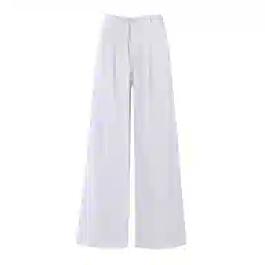 玫丝朵 复古高腰纯色阔腿牛仔裤 女款 白色