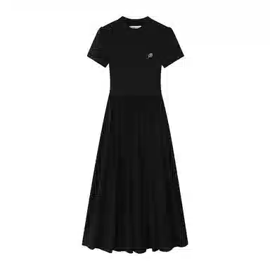 邓大喵 法式针织修身长款短袖连衣裙 女款