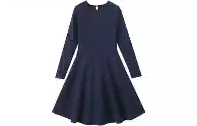 【dme】 纯色圆领长袖连衣裙 藏蓝色