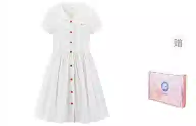 东鲸岁时记 学院风海军领纯色短袖连衣裙 女款 礼盒装 白色