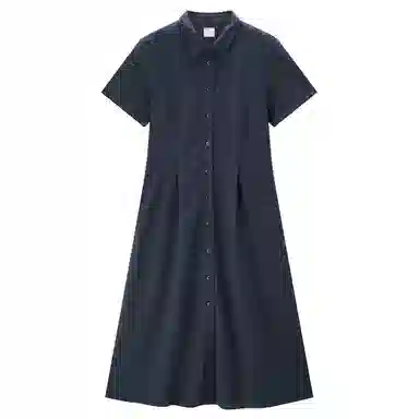佐丹奴 收腰梭织衬衫式时尚短袖连衣裙 女款