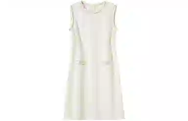 【dme】 纯色圆领条纹拼接无袖连衣裙