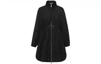 美洋 植绒收腰长袖连衣裙 黑色