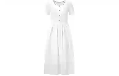 太平鸟 优雅拼接短袖连衣裙 女款 白色