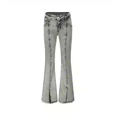 JUFU Vintage High-Waist Flared Jeans Gray
