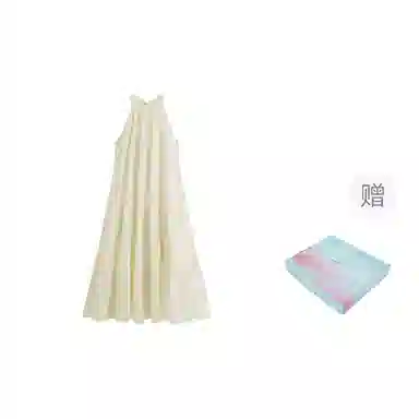 茵曼 纯色简约舒适无袖连衣裙 女款 梨花杏