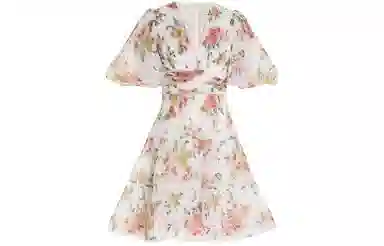 Zimmermann Floral V-Neck Mini Dress White
