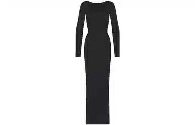 SKIMS BODY LONG SLEEVE LONG DRESS ONYX