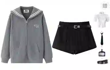 东鲸岁时记 学院风海军领休闲长袖外套基础款条纹分割松弛感字母刺绣简约纯色伯克百褶裙裤卫衣套装 女款