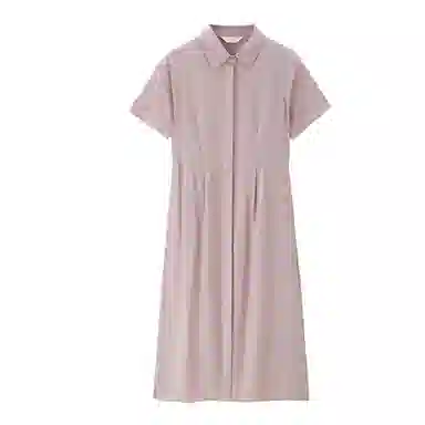 佐丹奴 收腰纯色翻领简约百搭短袖连衣裙 女款