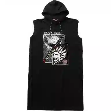 鬼洗 时尚休闲印花无袖连衣裙 女款