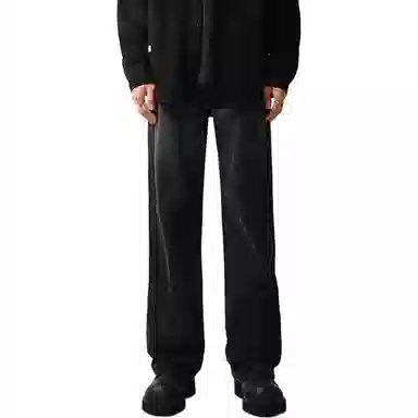 么宁 渐变微喇潮牌宽松长裤子阔腿直筒牛仔裤 男女同款 黑色