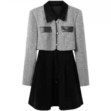 Peacebird Faux Two-Piece Collar Dress