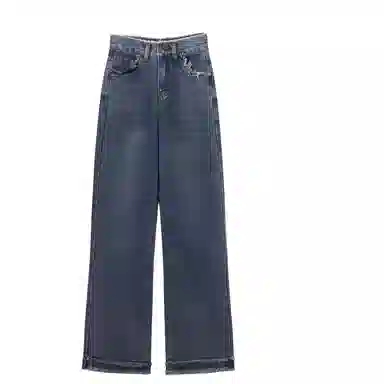 木清清 高腰舒适百搭休闲牛仔裤 女款 复古蓝