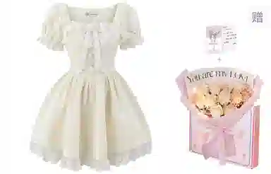 东鲸岁时记 蕾丝小个子气质女装高级感白色短袖连衣裙 女款 礼盒装