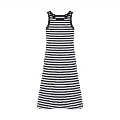 麓蔓蒂 条纹针织中长款背心吊带无袖连衣裙 女款