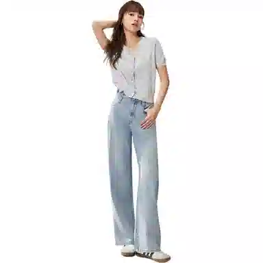 爱依服 简约通勤自然腰时尚长裤牛仔裤 女款