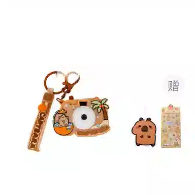 卡皮巴拉小黄豚 卡皮巴拉发光投影相机可爱卡通水豚包包 五金 挂件 男女同款情侣款