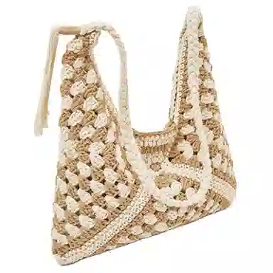 老人头 轻便出行小众百搭通勤托特腋下包 织物 单肩包 女款 米色/黑白色