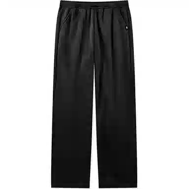 乔丹 质燥运动生活系列 纯色中腰舒适透气百搭加绒保暖宽松直筒针织运动裤 女款 黑色