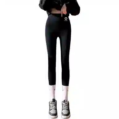 惟熙 九分纯色高腰修身打底裤 女款 黑色