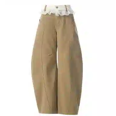 拾籍 蕾丝宽松显瘦阔腿裤牛仔裤 女款