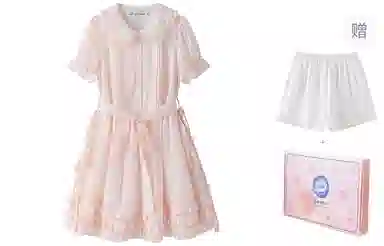 东鲸岁时记 纯色舒适休闲百搭短袖连衣裙 女款 礼盒装 粉色