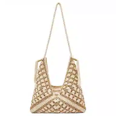 老人头 轻便出行小众百搭通勤托特腋下包 织物 单肩包 女款 米色/黑白色