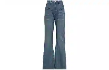 美洋 复古高腰休闲微喇牛仔裤 女款 深牛仔蓝