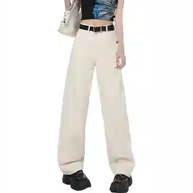 莫代尔 镰刀裁剪阔腿神裤~宽松现货显高阔腿拖地裤长裤加长牛仔裤 女款